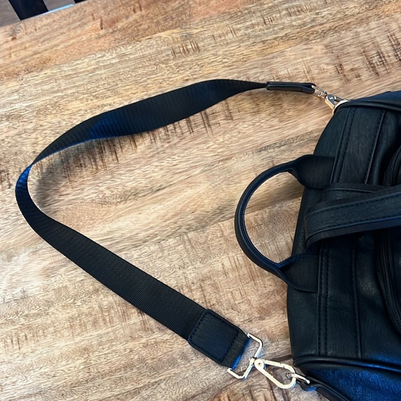 Madison West Secure Black Faux Leather Travel Backpack - Picture 4 of 10